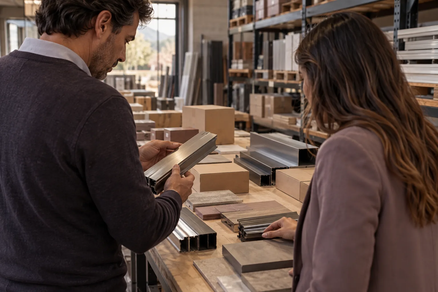 Profesionales revisando materiales en su lugar de trabajo
